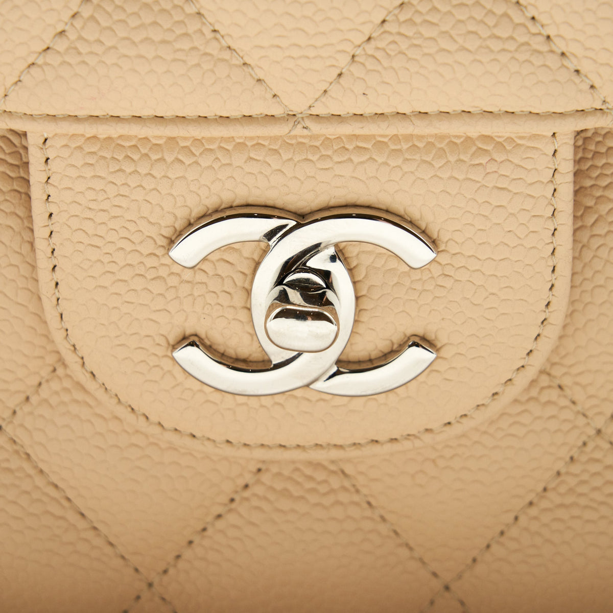 CHANEL CLASSIC JUMBO DOUBLE FLAP BAG CAVIAR BEIGE SHW