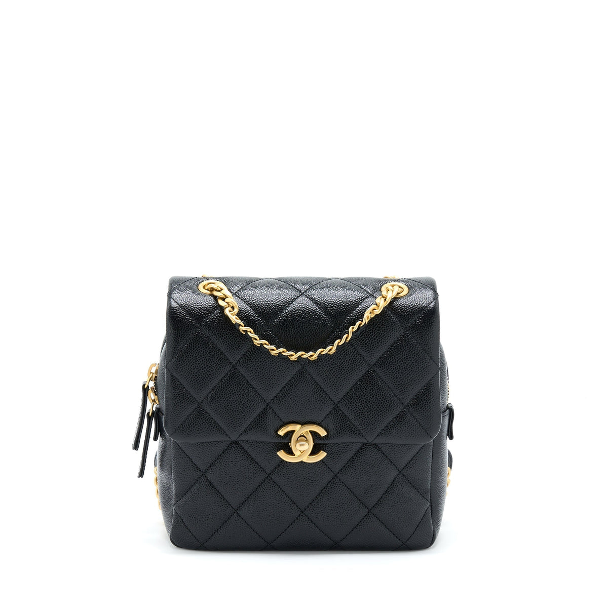 CHANEL 22P FLAP BACKPACK CAVIAR BLACK GHW (MICROCHIP)
