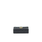 CHANEL 21K GOLD METAL MINI FLAP BAG WITH HANDLE BLACK GHW