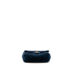 Chanel crystal pearl crush mini rectangular flap bag velvet navy blue LGHW