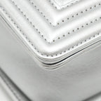 CHANEL MEDIUM BOY BAG LAMBSKIN SILVER SHW
