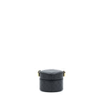 CHANEL MINI ROUND VANITY WITH CHAIN LAMBSKIN BLACK LGHW