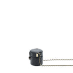 CHANEL MINI ROUND VANITY WITH CHAIN LAMBSKIN BLACK LGHW
