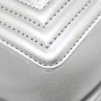 CHANEL MEDIUM BOY BAG LAMBSKIN SILVER SHW