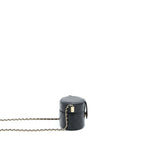CHANEL MINI ROUND VANITY WITH CHAIN LAMBSKIN BLACK LGHW