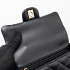 CHANEL TOP HANDLE MINI RECTANGULAR FLAP BAG LAMBSKIN BLACK LGHW (MICROCHIP)