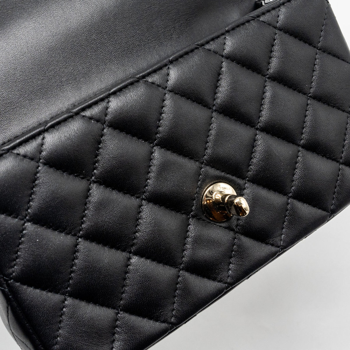 CHANEL TOP HANDLE MINI RECTANGULAR FLAP BAG LAMBSKIN BLACK LGHW (MICROCHIP)