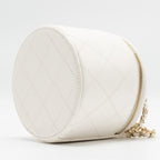 CHANEL CC LOGO CHAINS WITH CHARM VANITY CALFSKIN WHITE LGHW