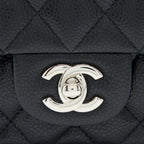 CHANEL CLASSIC MINI SQUARE FLAP BAG CAVIAR BLACK SHW
