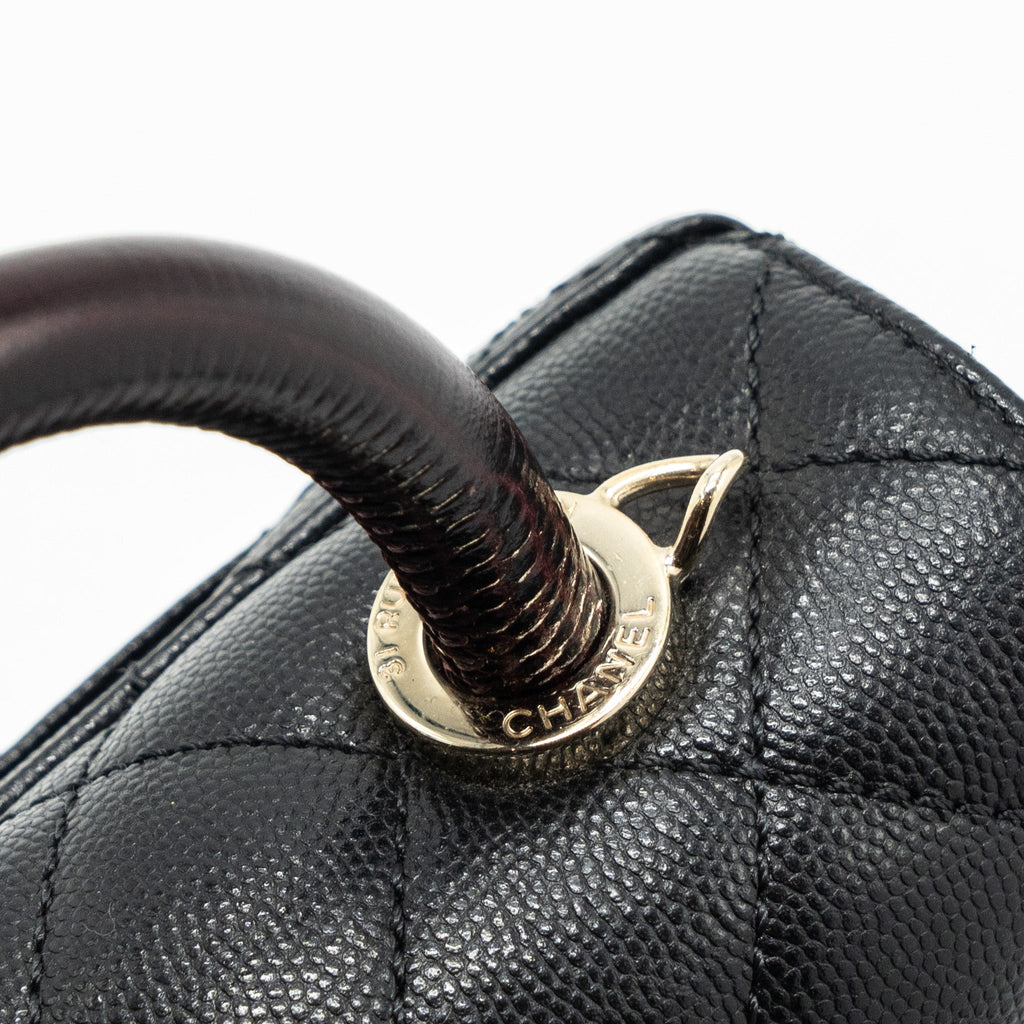 CHANEL COCO HANDLE EXTRA MINI WITH LIZARD EMBOSSED HANDLE CAVIAR BLACK LGHW(MICROCHIP)
