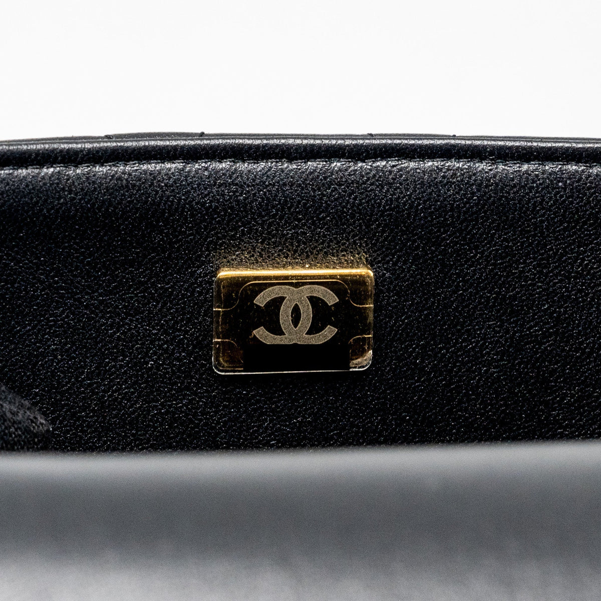 CHANEL TOP HANDLE MINI RECTANGULAR FLAP BAG LAMBSKIN BLACK LGHW (MICROCHIP)