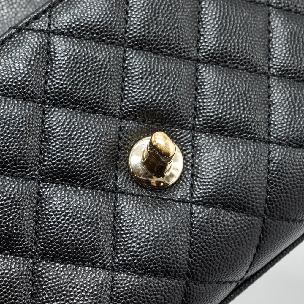 CHANEL COCO HANDLE EXTRA MINI WITH LIZARD EMBOSSED HANDLE CAVIAR BLACK LGHW(MICROCHIP)