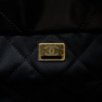 CHANEL SMALL 22 BAG GOLD LETTER SHINY CALFSKIN BLACK GHW (MICROCHIP)