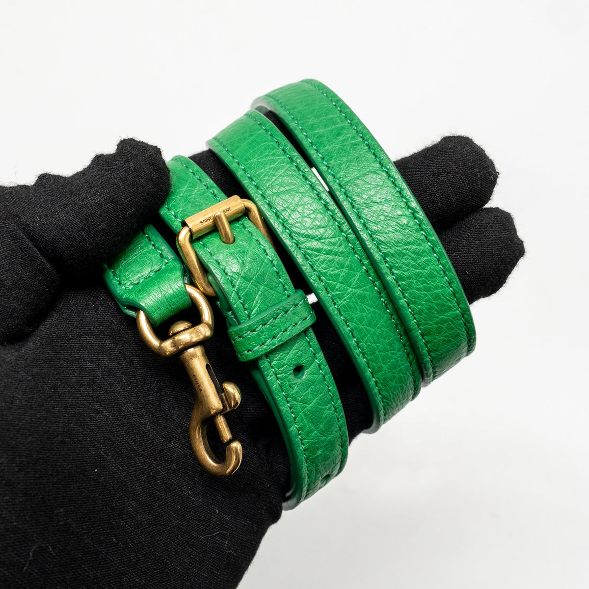 Saint Laurent/YSL Nano Sac de Jour Tote Ostrich Green GHW