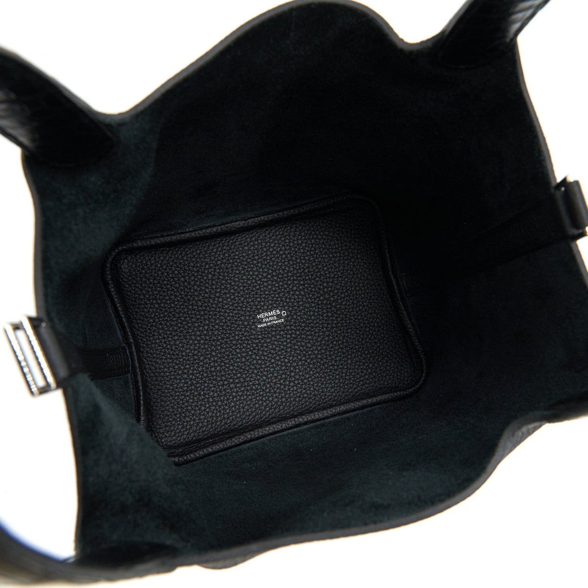 HERMES PICOTIN LOCK 18 TOUCH BAG CLEMENCE WITH ALLIGATOR HANDLE BLACK SHW