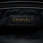 CHANEL SMALL 22 BAG GOLD LETTER SHINY CALFSKIN BLACK GHW (MICROCHIP)