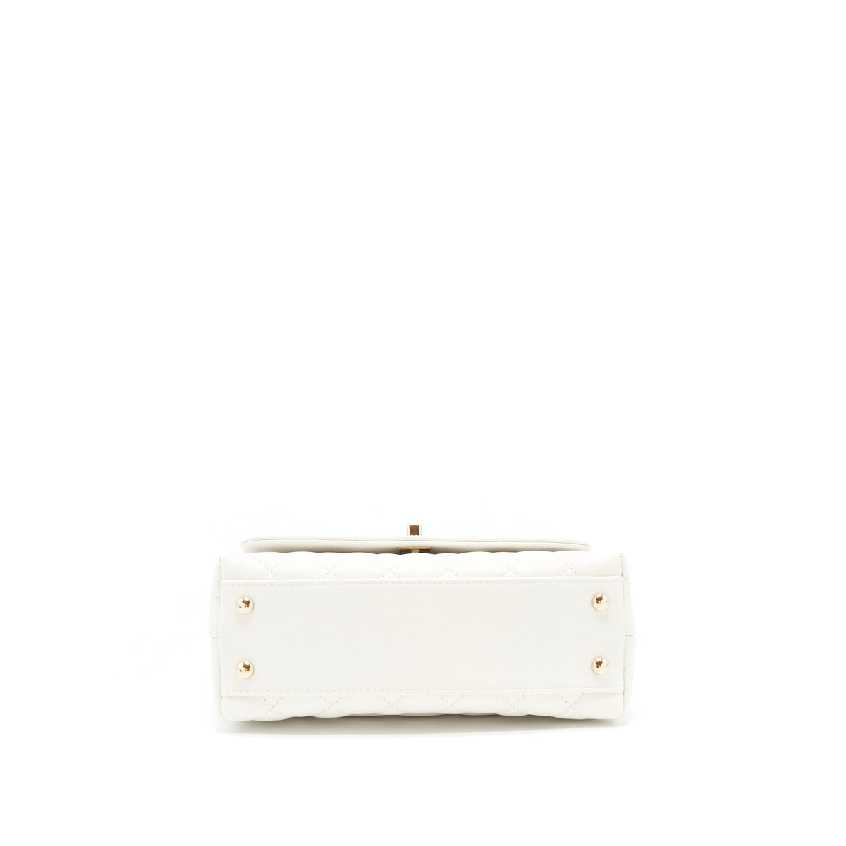 CHANEL SMALL COCO HANDLE CAVIAR WHITE LGHW (MICROCHIP)