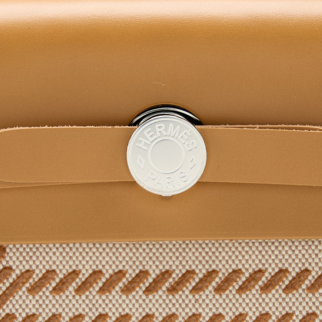 HERMES HERBAG ZIP 31 TOILE EN RELIEF CANVAS/LEATHER BRIDES SABLE/ECRU BEIGE/NAT SABLE SHW