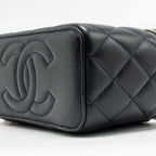 CHANEL PEARL CRUSH LONG VANITY CASE LAMBSKIN BLACK GHW (MICROCHIP)