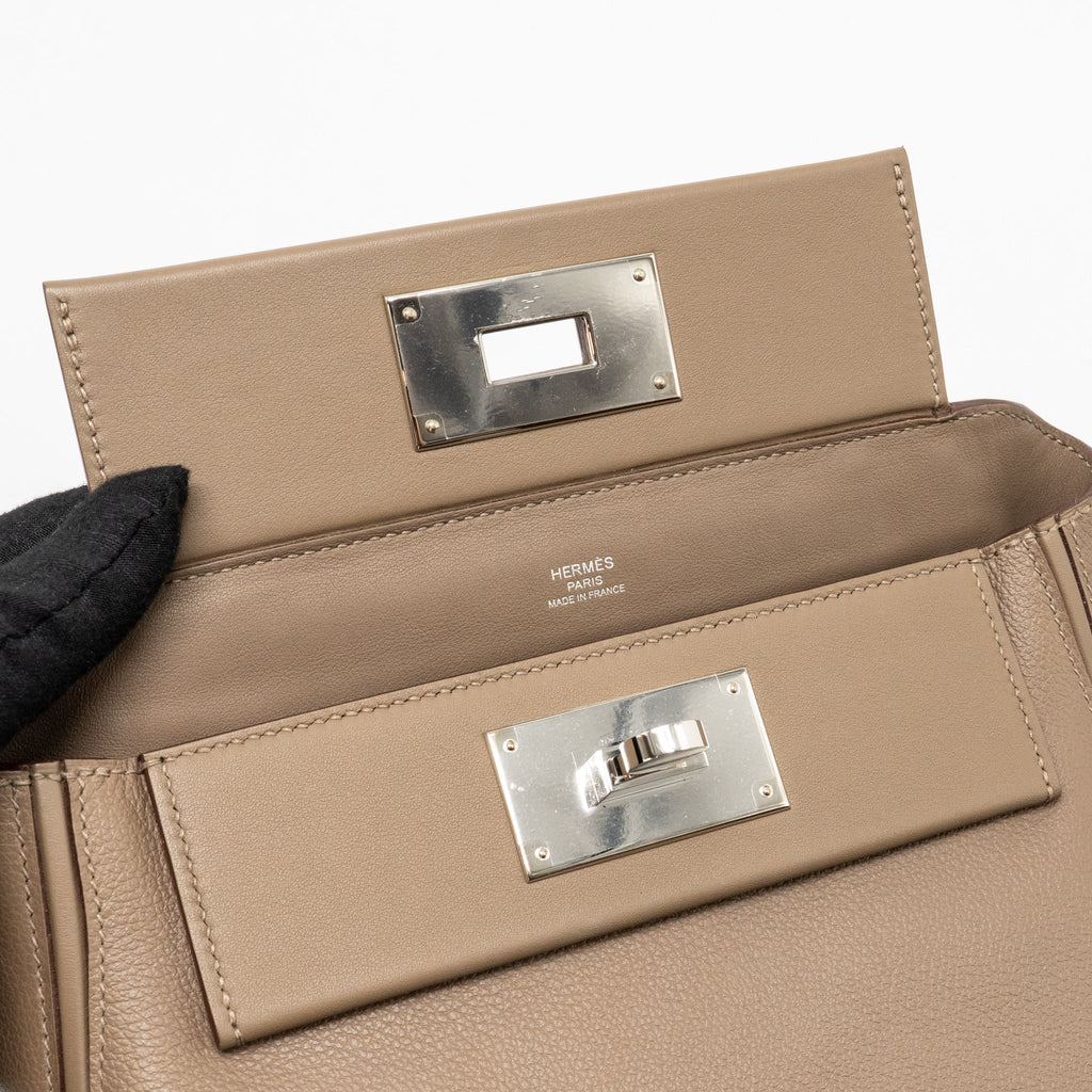 Hermes MINI 24/24 2424-21 BAG Evercolor/Swift Etoupe SHW