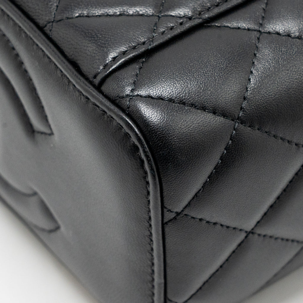CHANEL PEARL CRUSH LONG VANITY CASE LAMBSKIN BLACK GHW (MICROCHIP)