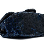 CHANEL SUPER MINI FLAP BAG SEQUIN DARK BLUE / BLACK SHW