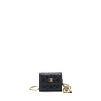 CHANEL PEARL CRUSH CLUTCH WITH CHAIN LAMBSKIN BLACK GHW