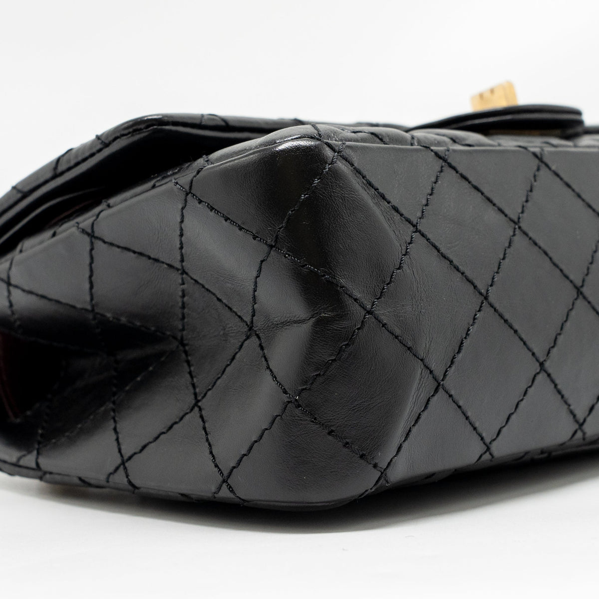 CHANEL SMALL 2.55 REISSUE FLAP BAG AGED CALFSKIN BLACK GHW