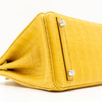 HERMES BIRKIN 25 ALLIGATOR MISSISSIPPIENSIS MAT 9D JAUNE AMBRE SHW