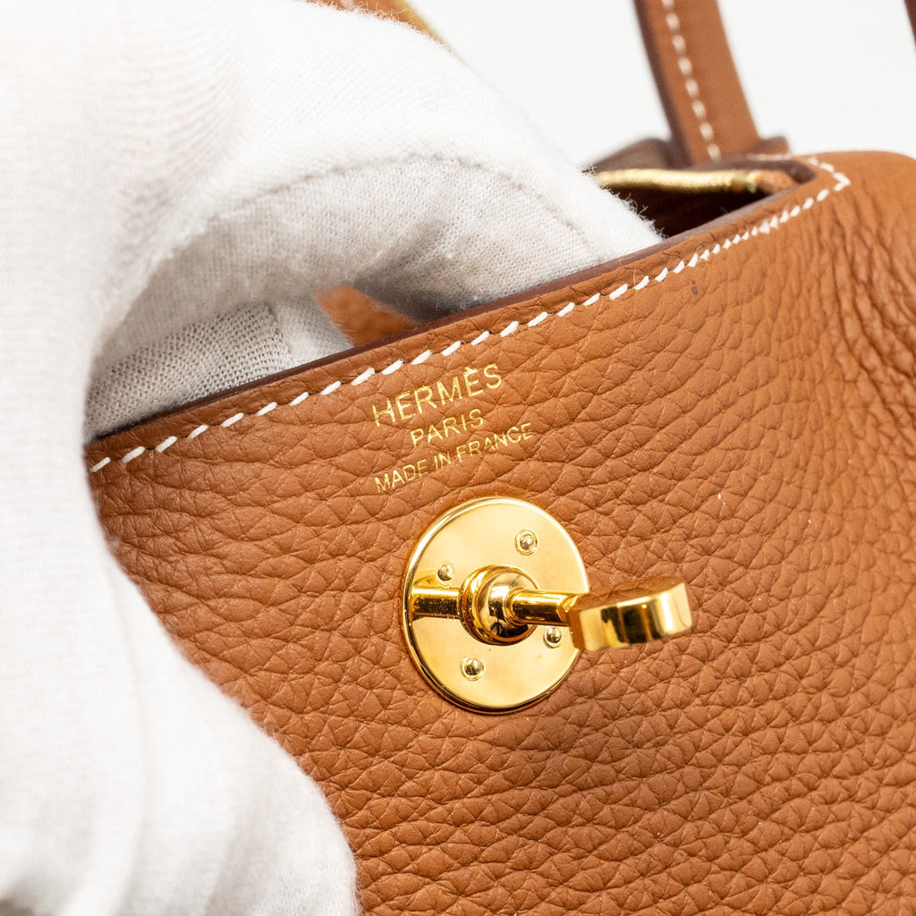 Hermes Mini Lindy Clemence Gold GHW