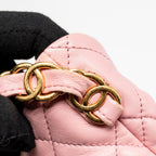 CHANEL 22K HOBO BAG WITH LOGO CHAIN LAMBSKIN PINK GHW (MICROCHIP)