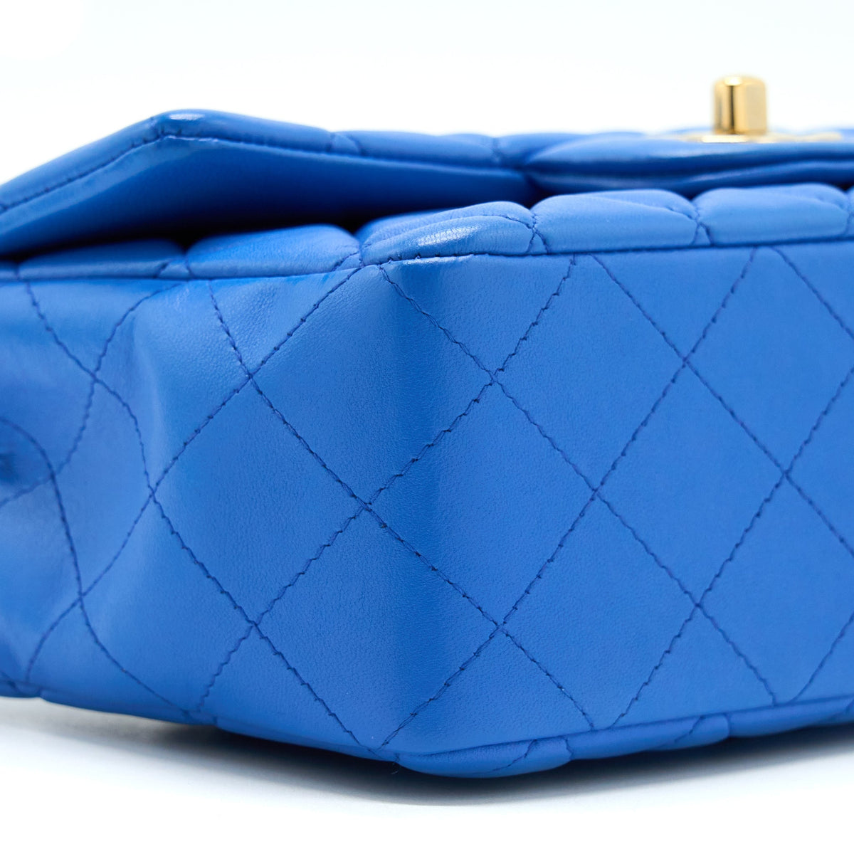 CHANEL MINI RECTANGULAR FLAP BAG LAMBSKIN BLUE LGHW