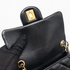 CHANEL PEARL CRUSH MINI SQUARE LAMBSKIN BLACK GHW (MICROCHIP)