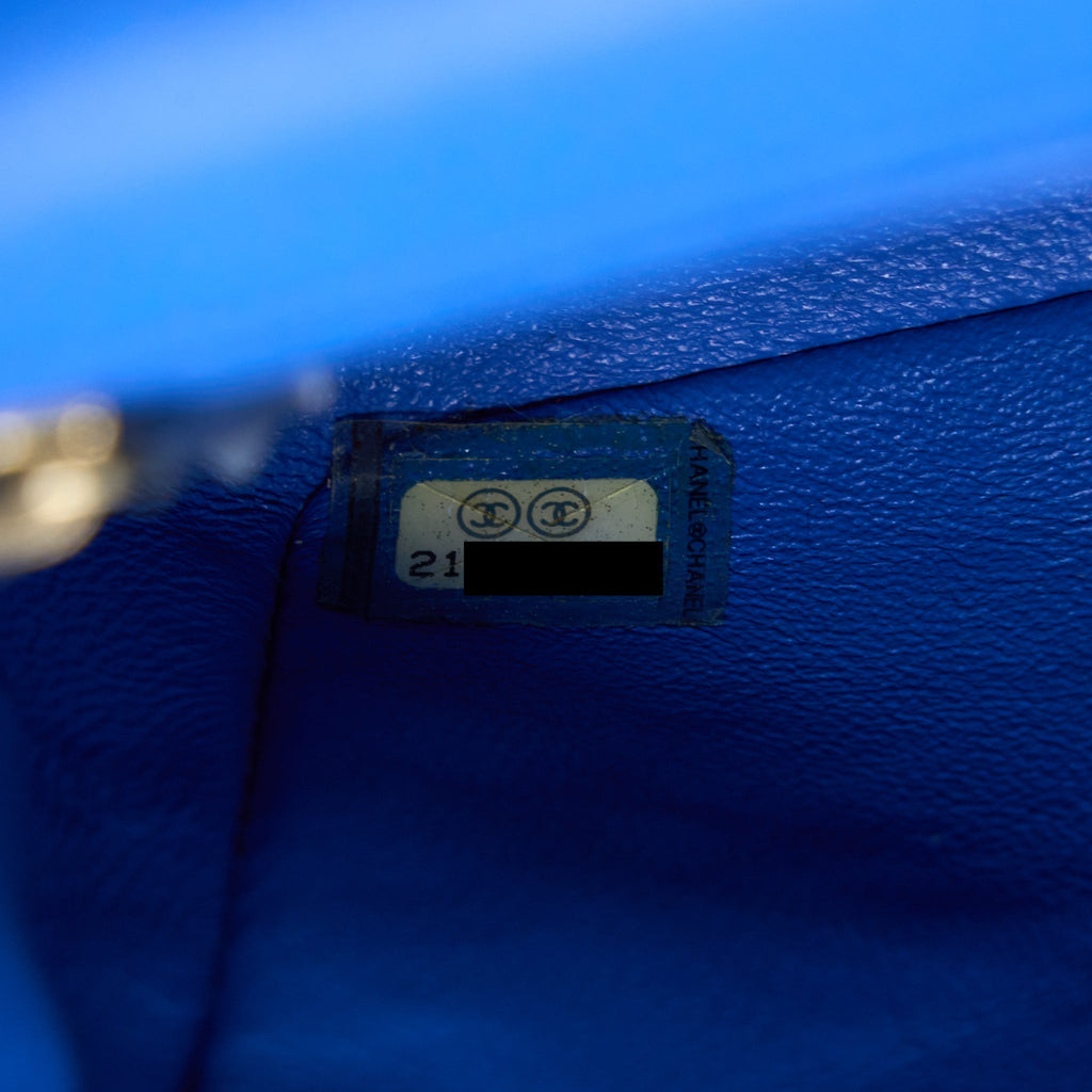 CHANEL MINI RECTANGULAR FLAP BAG LAMBSKIN BLUE LGHW