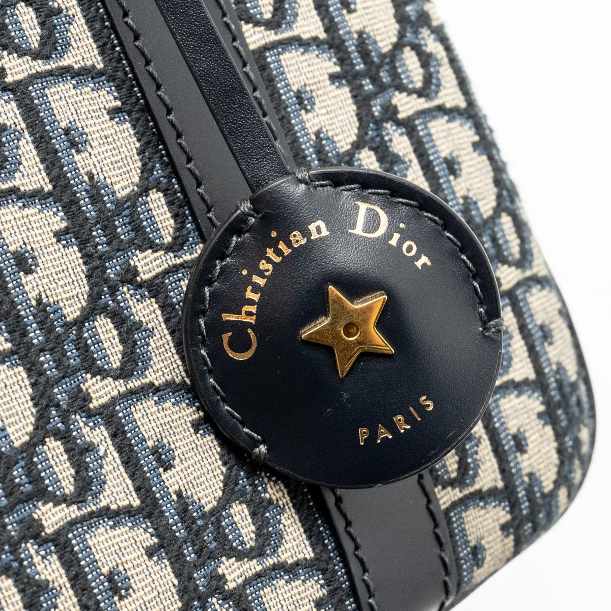 DIOR MEDIUM BOWLING BAG DIOR OBLIQUE CANVAS BLUE GHW