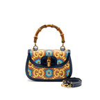 Gucci Medium Bamboo 1947 Top Handle Bag 100th Anniversary Kaleidoscope Canvas/Leather Blue/Multicolour GHW
