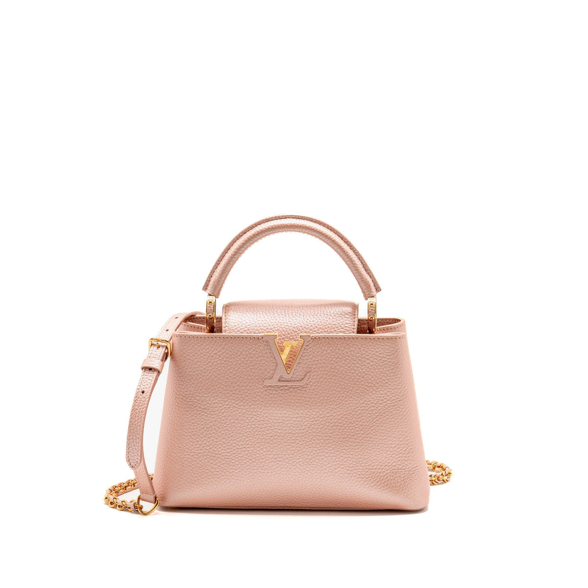 Louis Vuitton Capucines BB Metallic Taurillon Leather Pearly Pink GHW