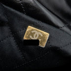 CHANEL SMALL 22 BAG GOLD LETTER SHINY  CALFSKIN BLACK BRUSHED GHW (MICROCHIP)