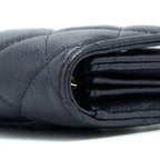 CHANEL CLASSIC FLAP LONG WALLET CAVIAR DARK BLUE LGHW