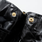 CHANEL SMALL 22 BAG GOLD LETTER SHINY  CALFSKIN BLACK BRUSHED GHW (MICROCHIP)