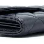 CHANEL CLASSIC FLAP LONG WALLET CAVIAR DARK BLUE LGHW