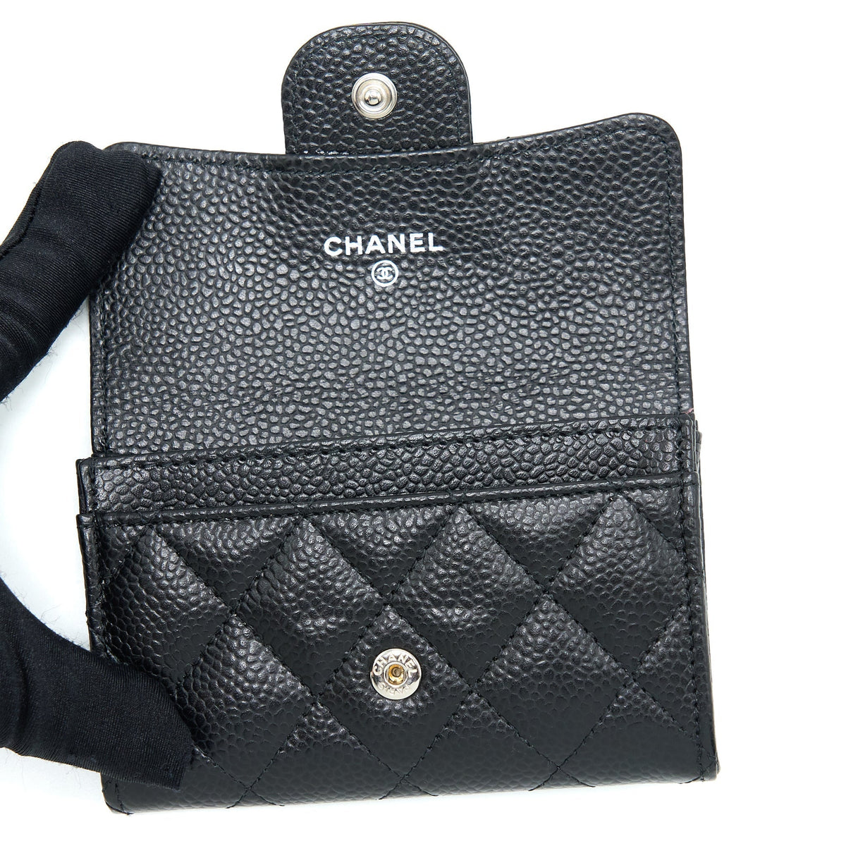 CHANEL CLASSIC FLAP CARD HOLDER CAVIAR BLACK SHW