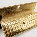 Bottega Veneta Andiamo Clutch Foggy Mirror Effect Intrecciato Leather Gold GHW