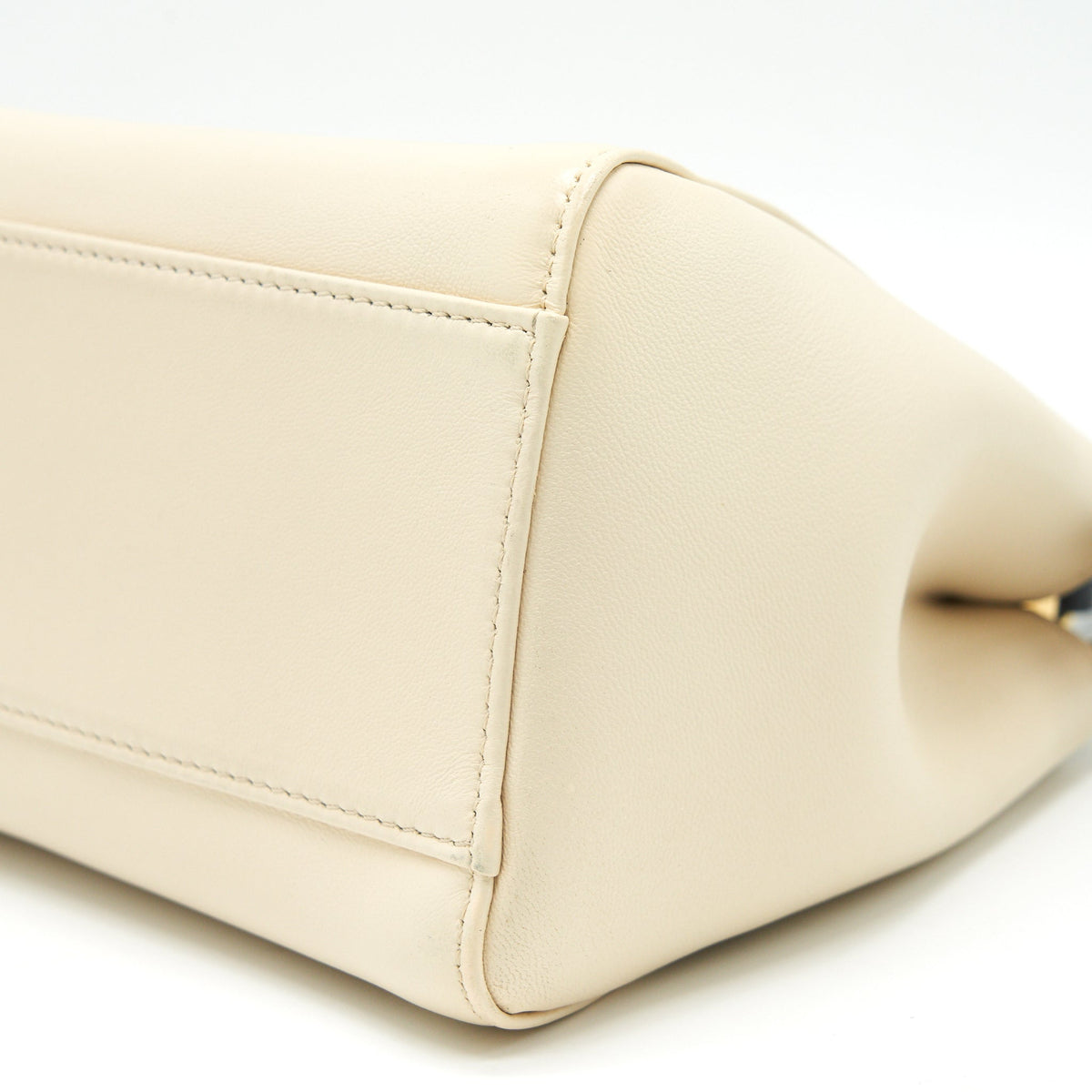FENDI PEEKABOO MINI HANDLE BAG LAMBSKIN IN CAMELIA/BLACK