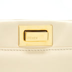 FENDI PEEKABOO MINI HANDLE BAG LAMBSKIN IN CAMELIA/BLACK