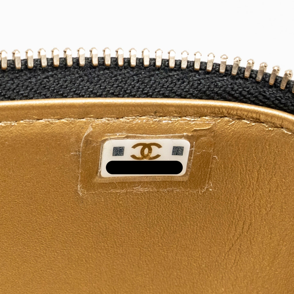 CHANEL PEARL CRUSH LONG VANITY CASE LAMBSKIN BLACK GHW (MICROCHIP)