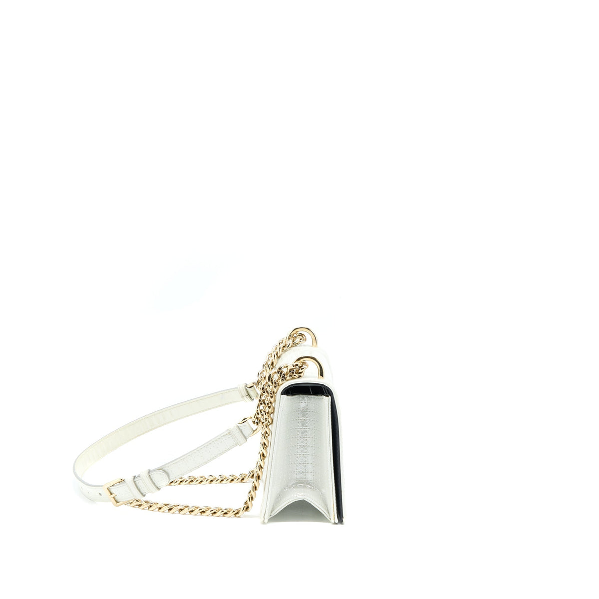 DIOR SMALL DIORMA METALLIC WHITE LGHW