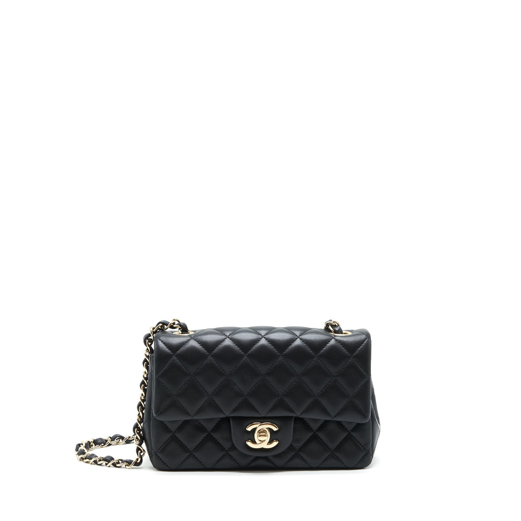 CHANEL MINI RECTANGULAR FLAP BAG LAMBSKIN BLACK LGHW