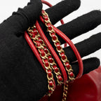CHANEL MINI 22 BAG SHINY CALFSKIN RED GHW (MICROCHIP)