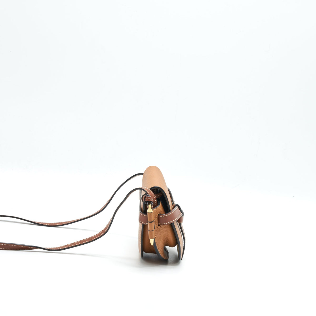 LOEWE GATE MINI LEATHER CROSSBODY BAG TAN